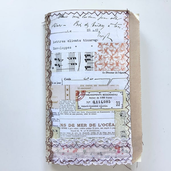 Vintage French collage journal, junk journal