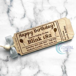 Kundenspezifisches Ticket, personalisiert für Konzert, Spiel, Geschenk für besonderen Anlass, einzigartiges Feiertagsgeschenk, Geschenkanhänger, Geburtstag Weihnachten, Baumverzierung