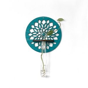Wood Mandala Flower Propagation Station, Wall Hanging Modern Boho Design, Plant Display, Mom Present, Mothers Day, Wall Decor, Garden Gift