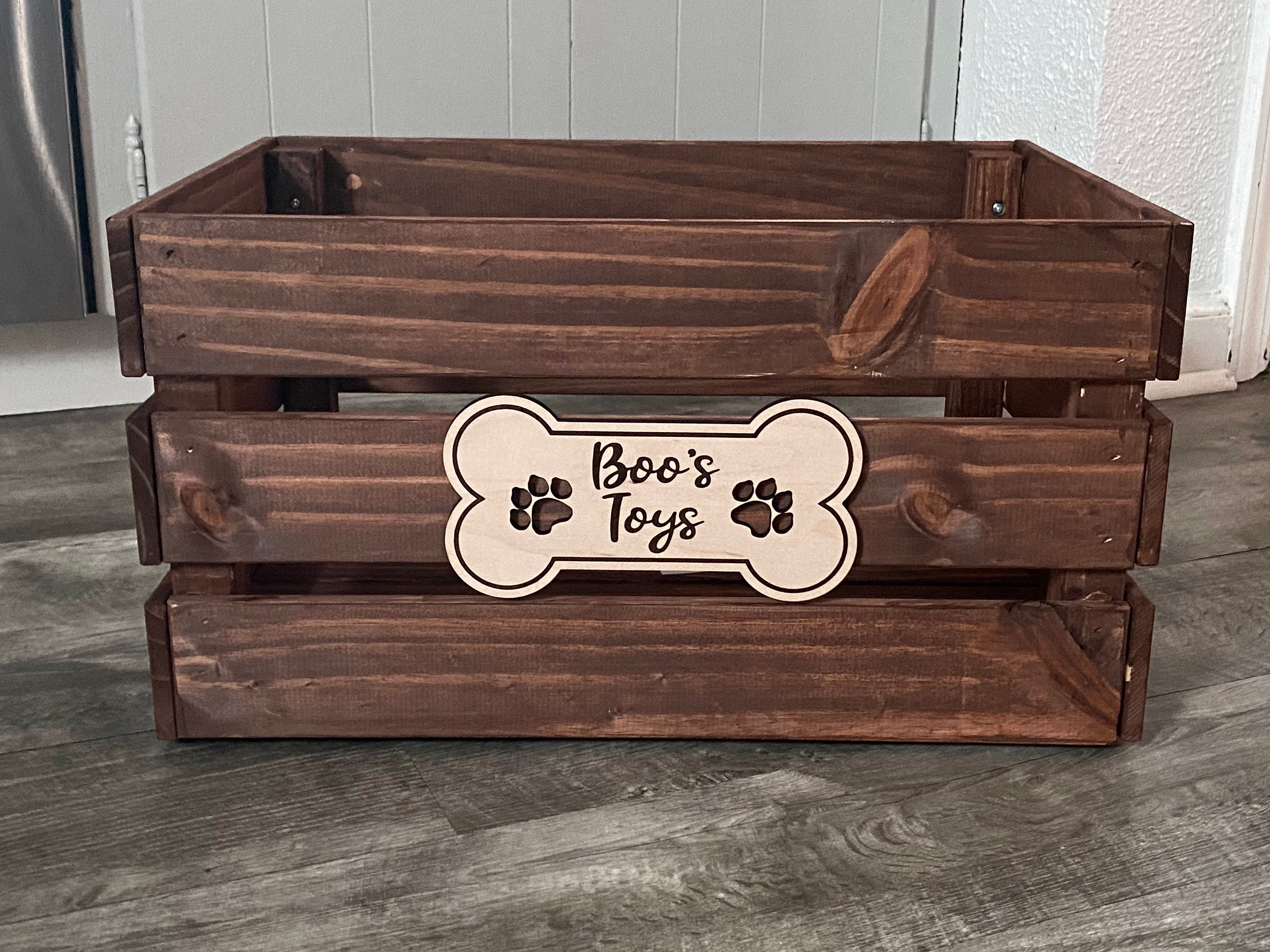 3D Laser Engraved Personalized Dog Toy Bin. Rustic Farmhouse Etsy