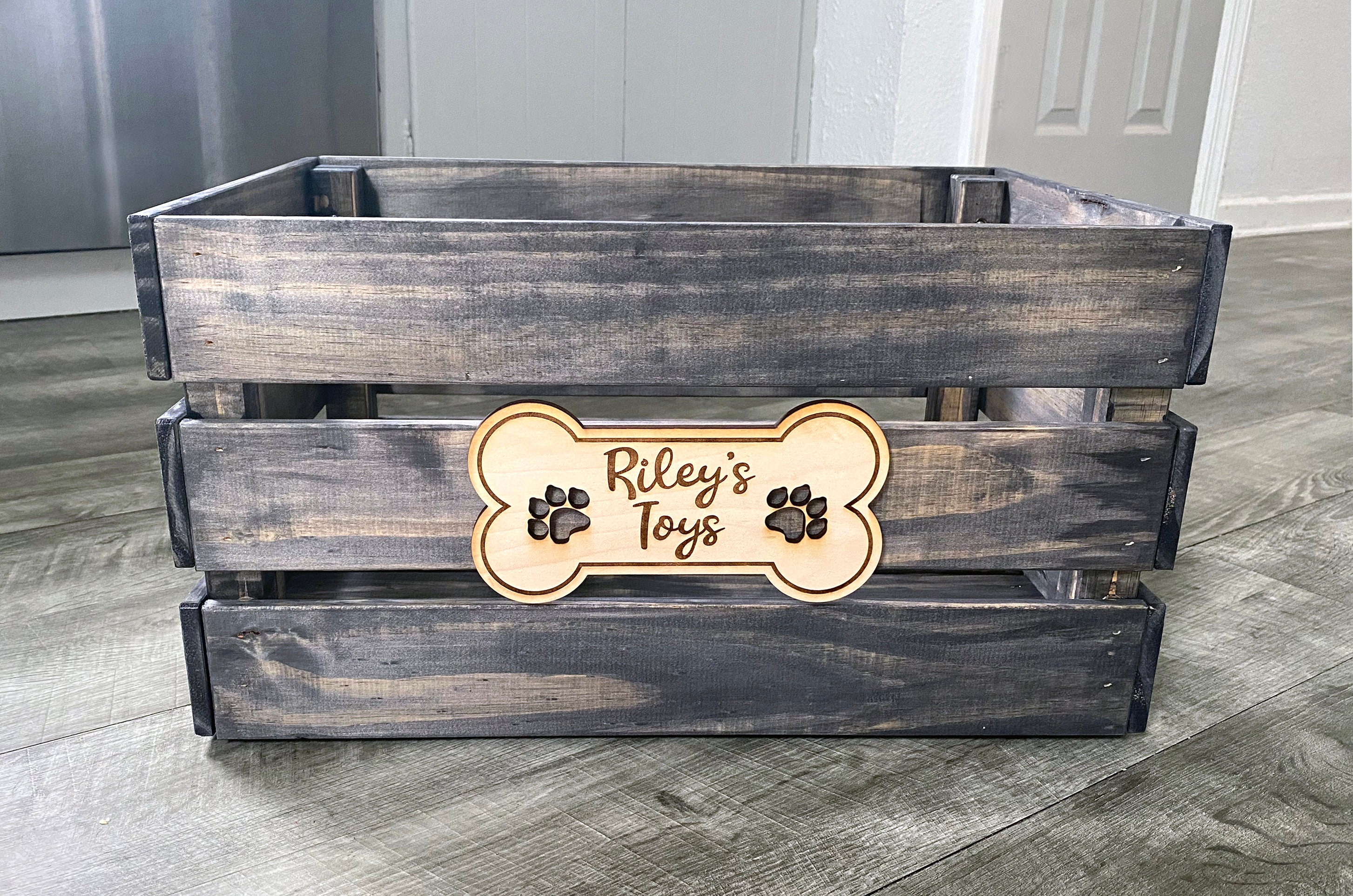 3D Laser Engraved Personalized Dog Toy Bin. Rustic Farmhouse Etsy