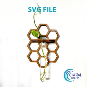 SVG File, Laser, Honeycomb Air Plant Holder, Wood Wall Hanging, Boho Design, Plant Display, Mom Present, Mother, Wall Decor, Garden Gift