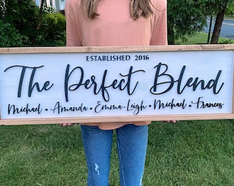 The Perfect Blend, Blended Family, Bonus Family, Second Marriage, 3D Laser Cut Sign, Large Farmhouse Rustic Look Sign, Great Wedding Gift