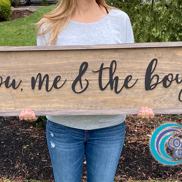 You, Me and The Boys, Large Farmhouse Rustic Sign, 3D Letter Hand painted, Giant Family Sign for Living Room, Bedroom, Home Decor, Mom Gift