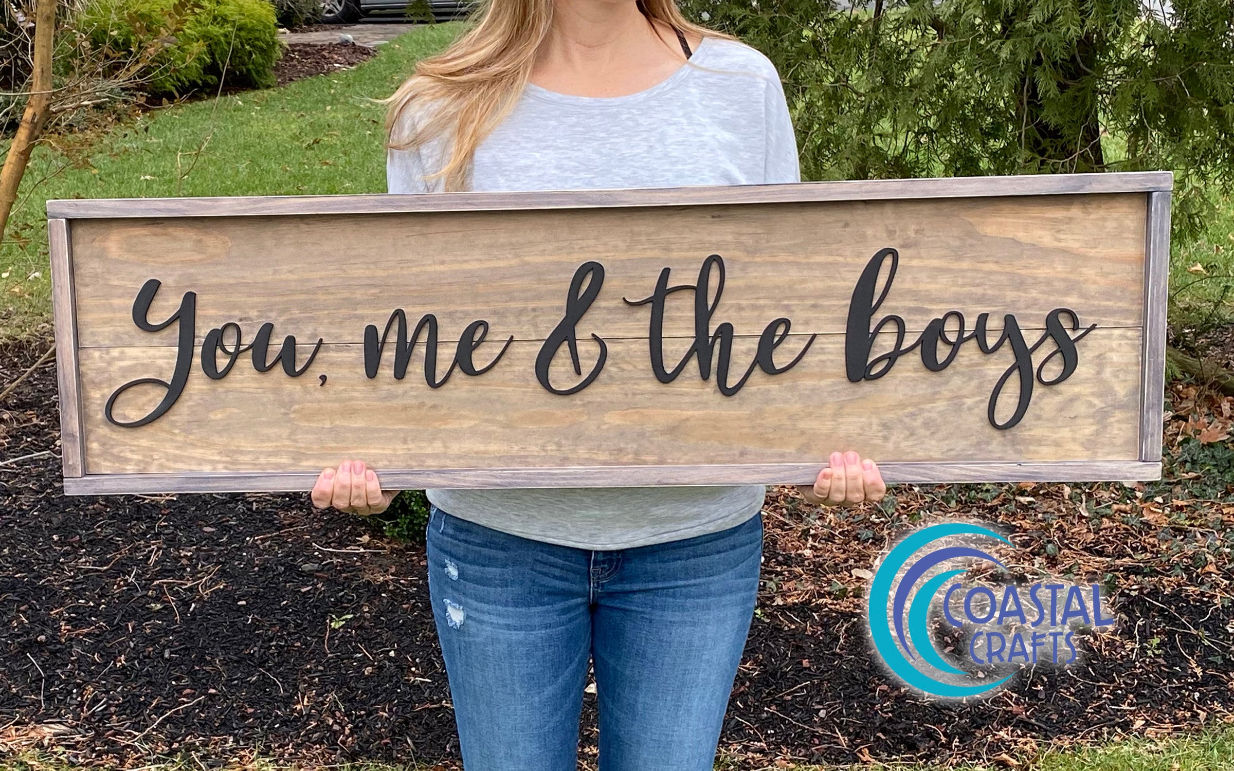 You, Me and The Boys, Large Farmhouse Rustic Sign, 3D Letter Hand painted, Giant Family Sign for Living Room, Bedroom, Home Decor, Mom Gift