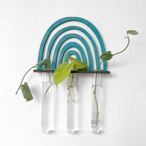 Wood Rainbow Triple Propagation Station, Wall Hanging Modern Boho Design, Plant Display, Mom Present, Mothers Day, Wall Decor, Garden Gift