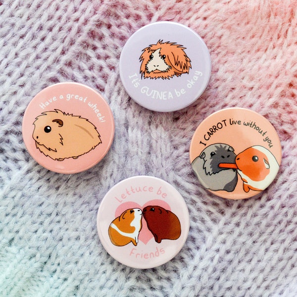 Guinea Pig Badges, Birthday Guinea Pig Gift, Guinea Pig Valentine Day Gift, Guinea Pig Gift For Girlfriend, Mothers Day Gift From Guinea Pig