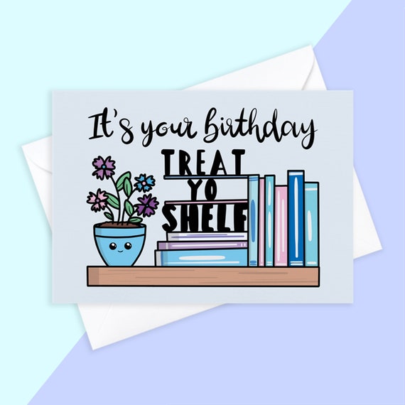 Birthday Book Card Book Lovers Bookworm Happy Birthday Card Happy Birthday  Book Card Book Birthday Card Card for Book Lovers 