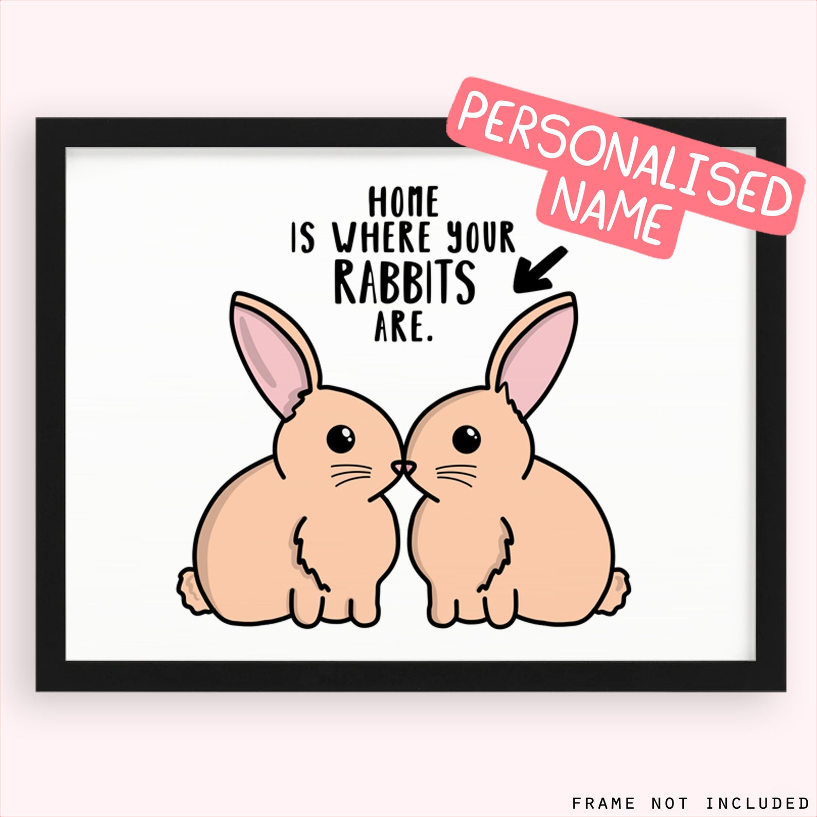 Personalised Name Rabbit Print Gift For Rabbit Owner Etsy