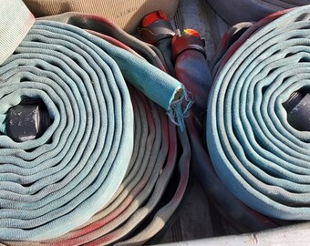 Decommissioned Fire Hose BY THE FOOT - 1.5 to 1.75" diameter - 3" flat various colors