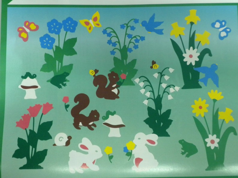 Flowers Easter Spring Garden Window Clings Stik-EES Bunnies and More 112 piece set New