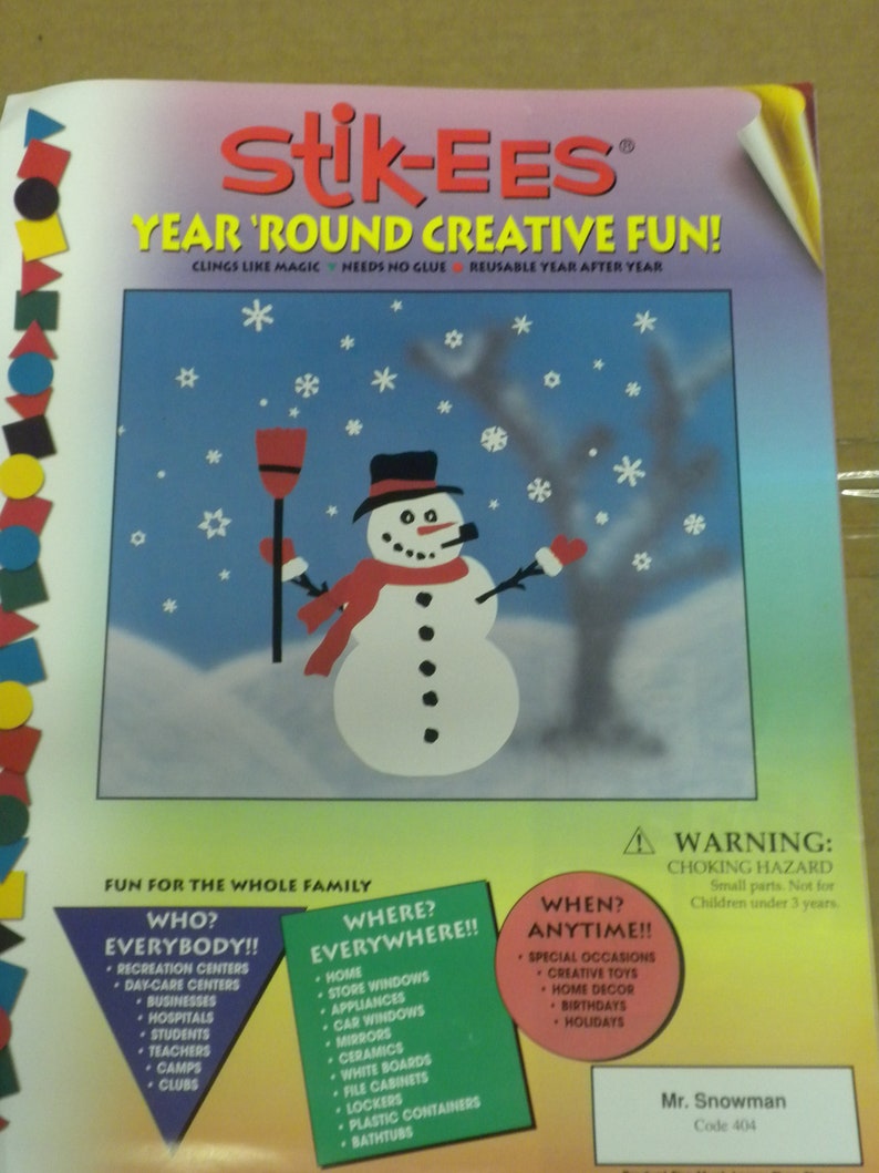 Snowman Christmas Window Clings Frosty is 19 inches tall snowman and winter apparel along with lots of snow flakes Mr