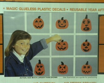 Halloween Gel Window Cling Stickers 22 Count ~ Pumpkins & Spiders w Halloween Gel Window Cling Stickers 22 Count ~ Pumpkins & Spiders w