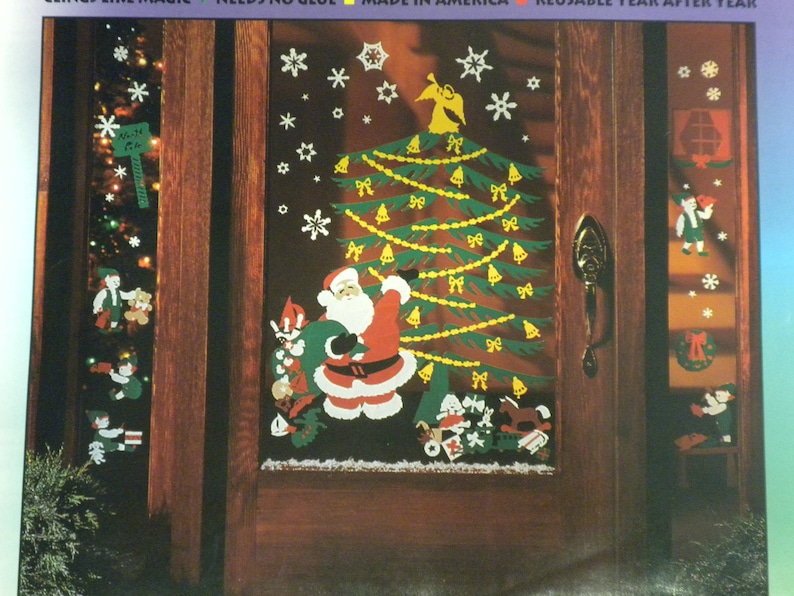 and More NEW Super SET Santa Classic Christmas Vintage Window Cling Set with Tree Ornaments Elves Snowflakes toys