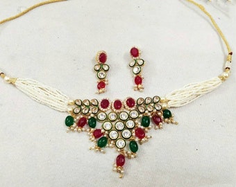 indiano stile Bollywood matrimonio indossare Polki collana set indiano stile Bollywood matrimonio indossare Polki collana set