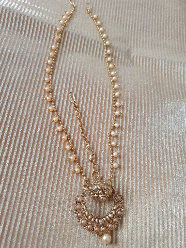 Indian jewelry wedding bridal matha Patti teeka Tika headpiece hair j…