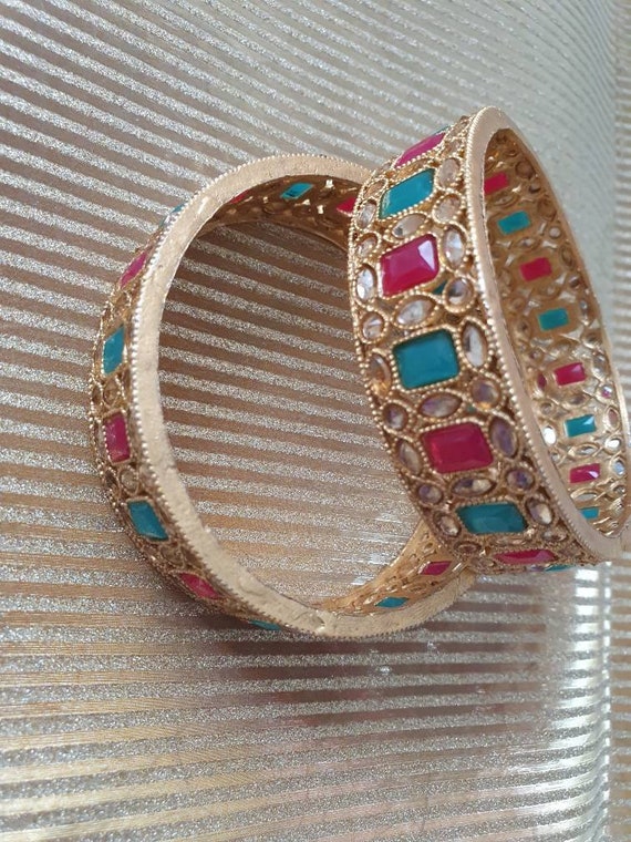 Wedding Bridal Kundan Polki Bangles Kada Kangan Chooriyan