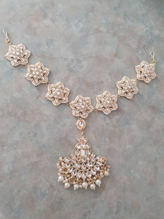 Headpiece Tikka Teeka Mathapatti Hair Accessories Indian Etsy