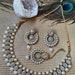 Antique gold, silver shade necklace set choker earrings teeka tikka headpiece Combo Indian jewelry Pakistani jewelry Birthday gift Anniversa 