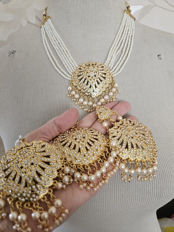 Jadau Jarau Necklace Earrings Choker Teeka Tikka Headpiece Gift