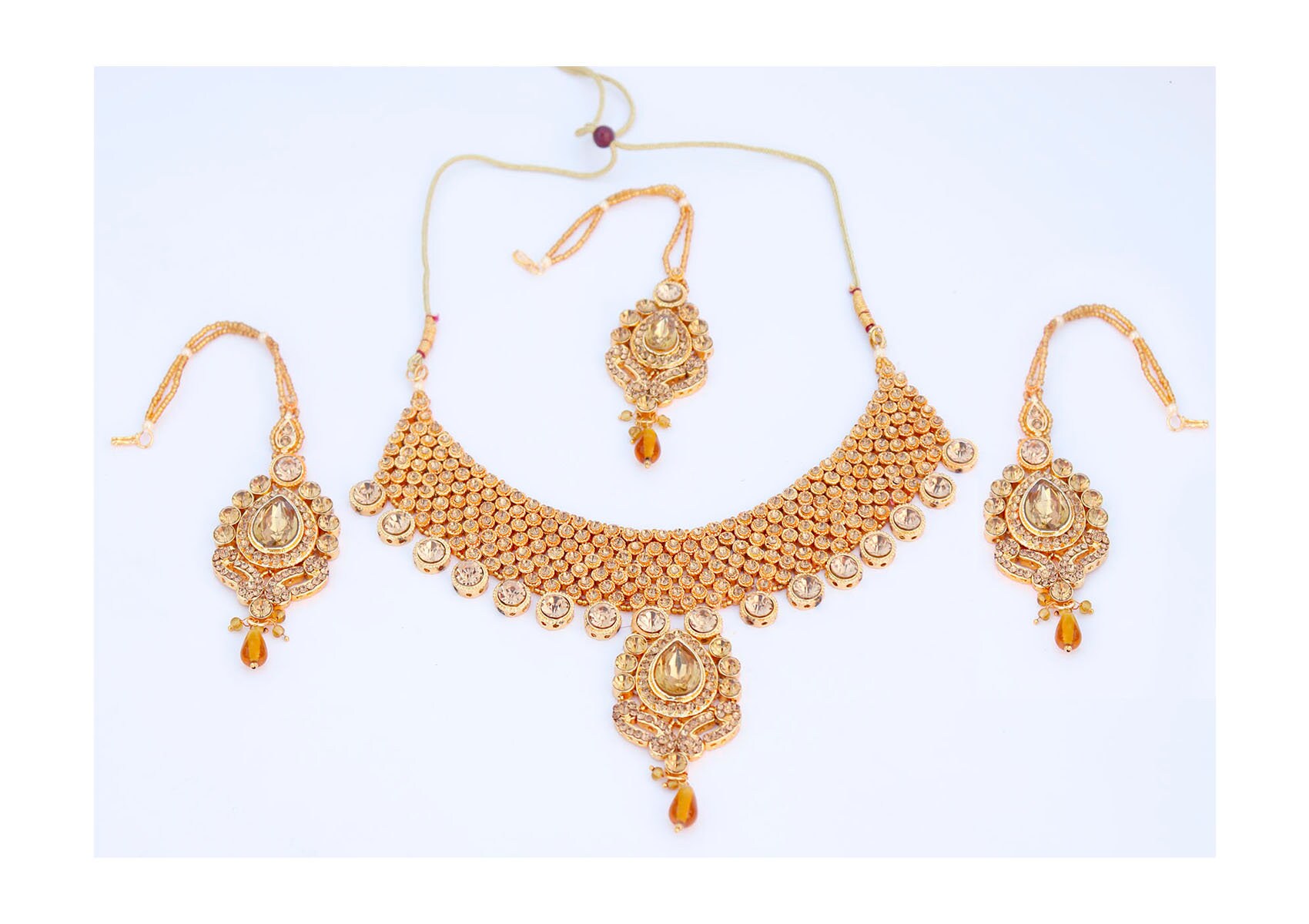 Handmade Jewelry Indian Gold Plated Necklace Earrings Mang Etsy