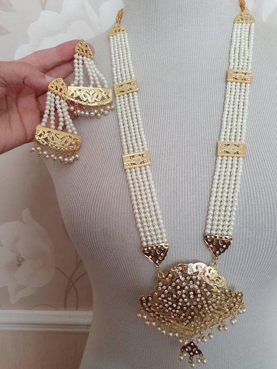 Gold Mala Rani Haar Earrings Teeka 