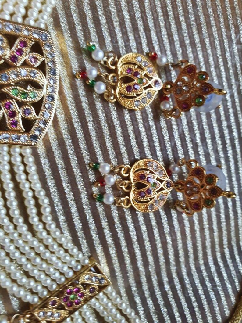 Indian jewelry bridal wedding kundan polki earrings necklace choker set ethnic punjabi Pakistani jadau jarau pearls gift birthday anniversar