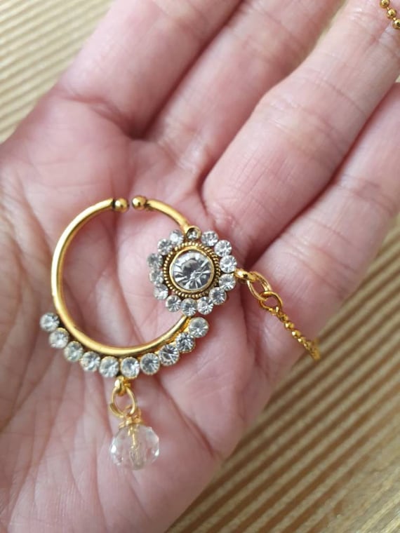 Indian Jewelry Bridal Wedding Diamonds Diamonte Nose Ring Nathni