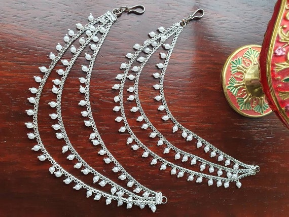 925 Silver Polki Jhumka With Kaan Chain | Amrrutam
