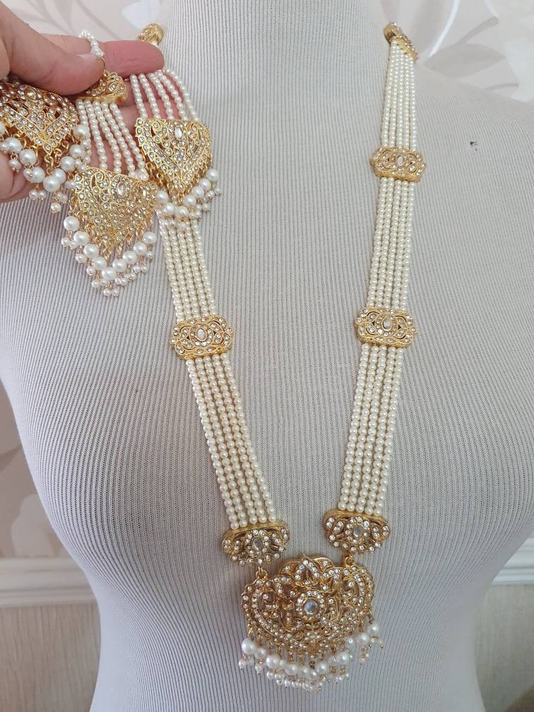 Beautiful Pearls Rani Haar Mala Long Necklace Earrings Teeka - Etsy Canada