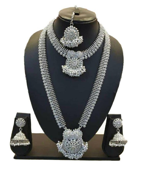 Silver Plated Rani Haar Mala Necklace 