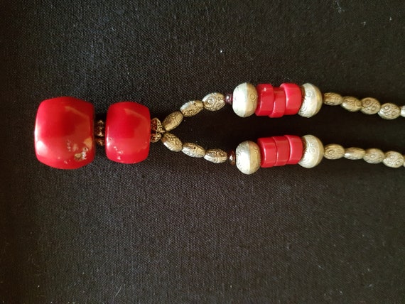 Vintage handcrafted Tibet silver,coral and turquo… - image 5