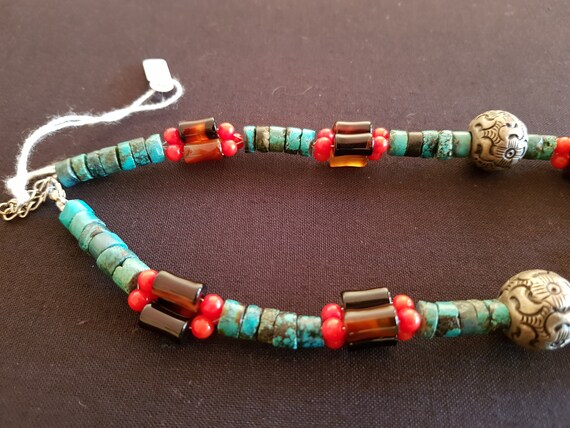 Vintage handcrafted tibet silver, turquoise, cora… - image 10