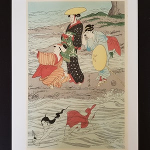 Japanese woodblock print - reproduction - Kitagawa Utamaro - c.1788-90 - Abalone divers