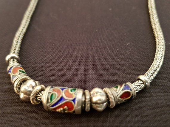 Handcrafted sterling silver and cloisonne Indian … - image 2