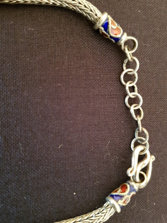 Handcrafted sterling silver and cloisonne Indian … - image 5