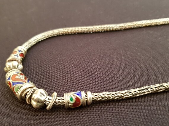 Handcrafted sterling silver and cloisonne Indian … - image 10