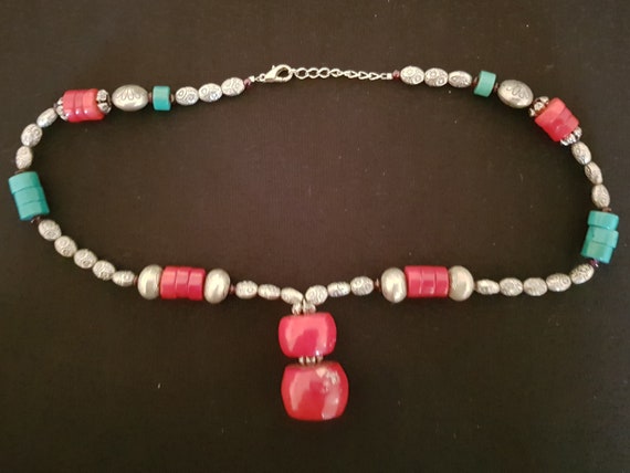 Vintage handcrafted Tibet silver,coral and turquo… - image 7