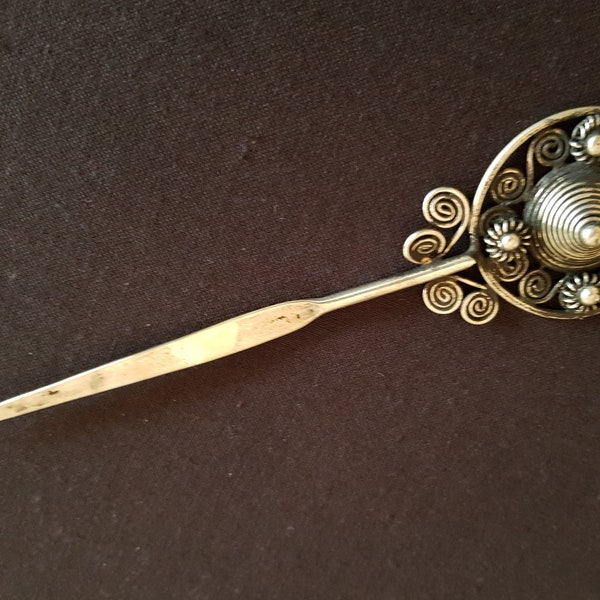 Vintage handcrafted traditional Chinese tribal Miao silver hair pin