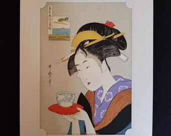 Japanese woodblock print - reproduction - Kitagawa Utamaro - c.1795/6 - Geisha Naniwaya Okita