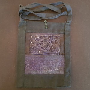 Chinese tribal Miao shoulder bag with hand embroidery and hand woven features from Guizhou Province, SW China