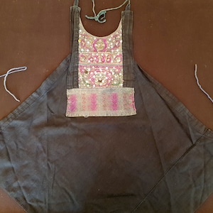 Old handmade Chinese tribal Miao bodice with embroidered silk panels from Guizhou Province, SW China
