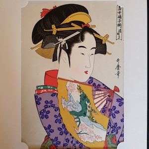 Japanese woodblock print - reproduction - Kitagawa Utamaro - Fan on fingertips