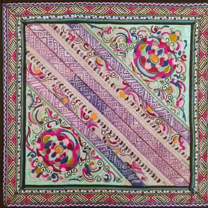 Chinese tribal Miao minority hand embroidered panel from Guizhou Province, SW China