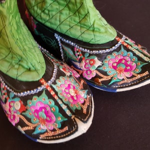 Vintage Chinese Tribal Miao Embroidered Handmade Silk Boots - Etsy