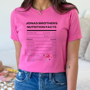 Jonas Brothers Nutrition Facts T Shirt, Jonas Brothers The Tour T shirt, JoBros Concert t Shirt, Jonas Brothers The Tour Merch
