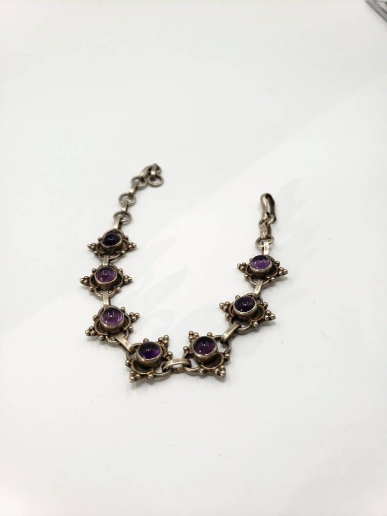 Sterling Silver 5.25 tcw Amethyst Bracelet Adjustable Pagan