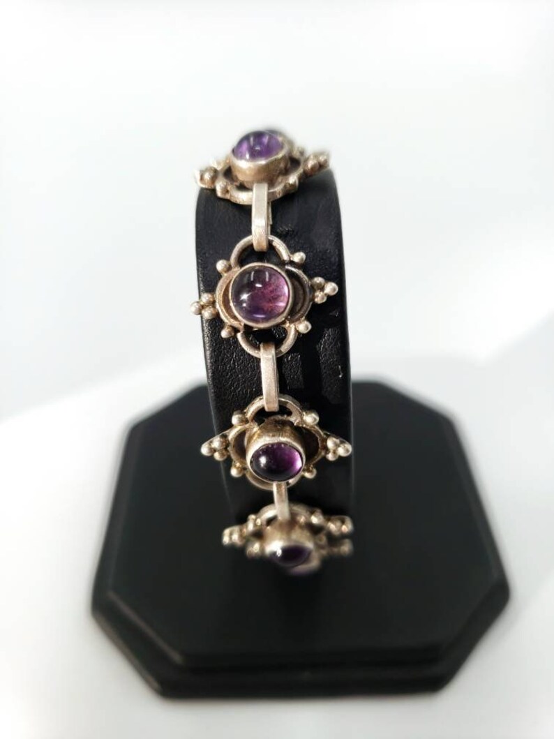 Sterling Silver 5.25 tcw Amethyst Bracelet Adjustable Pagan