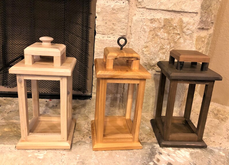 Handmade Large Rustic Wood Candle Holder Lantern 5 Color Etsy