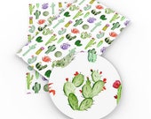 Colorful Cactus Western Print Synthetic Leather - Faux Artificial Leather - DIY Fabric For Bag Bow Making - Printed Sewing Vinyl 10306
